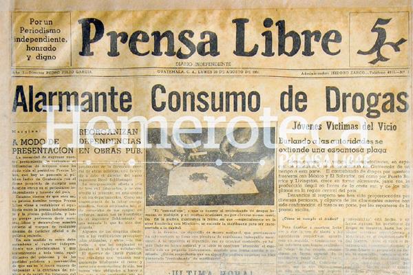 Primera portada de Prensa Libre del 20/08/1951. (Foto: Hemeroteca PL)