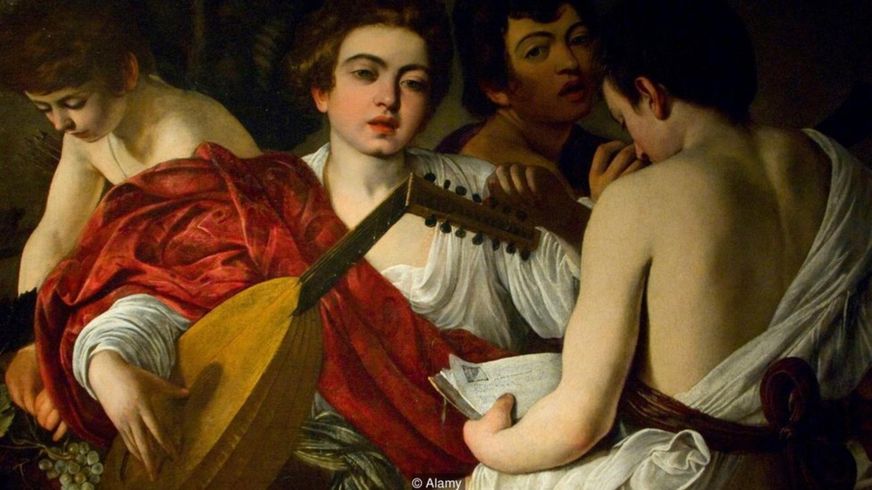 Los pintores barrocos usaron el rojo de la cochinilla en sus trabajos, como hizo Michelangelo Merisi da Caravaggio en su obra "Los músicos" (en la imagen) en 1595. ALAMY