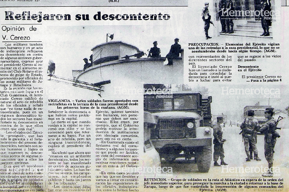 Nota de Prensa Libre del 12 de mayo de 1988 sobre intento de golpe. (Foto: Hemeroteca PL)