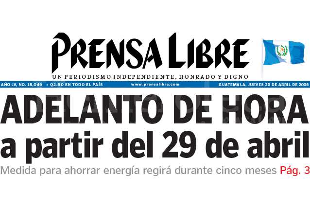 Titular de Prensa Libre del 20 de abril de 2006. (Foto: Hemeroteca PL)
