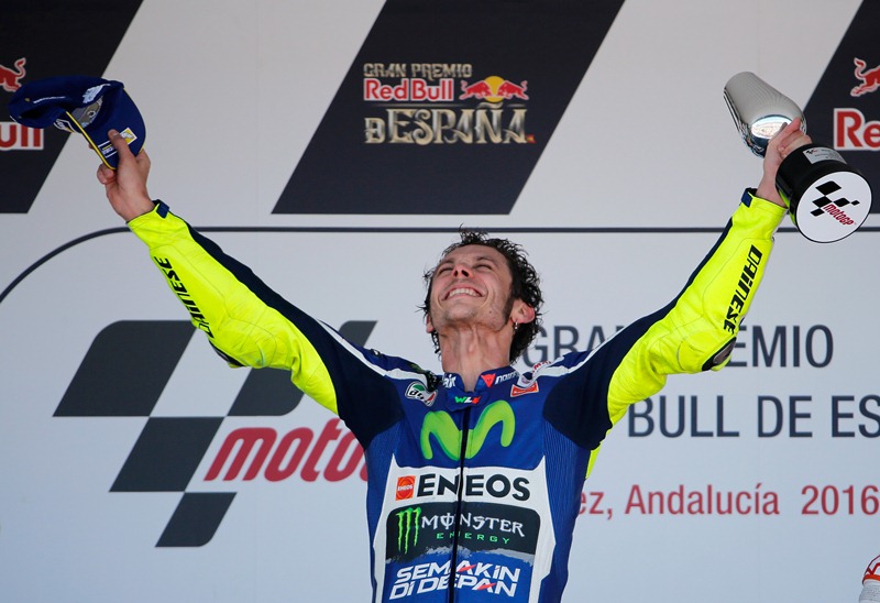 Rossi dio un golpe de autoridad en Jerez y conquistó el título. (Foto Prensa Libre: AP)