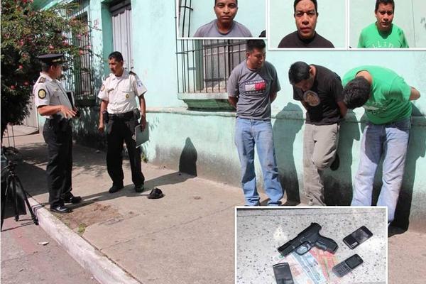 Presuntos asaltantes fueron sorprendidos en zona 1. (Foto Prensa Libre: PNC)
