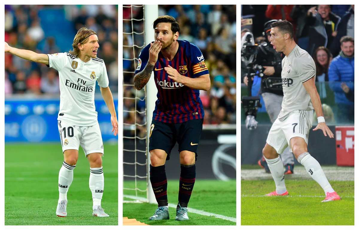 (Luka Modric, Lionel Messi y Cristiano Ronaldo, entre los favoritos para ganar el Balón de Oro. Foto Prensa Libre: EFE y AFP).
