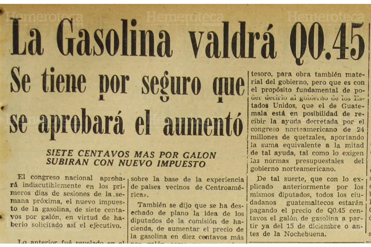 En la década de 1950 la gasolina costaba en Guatemala entre Q0.40 y Q0.50. (Foto: Hemeroteca PL)