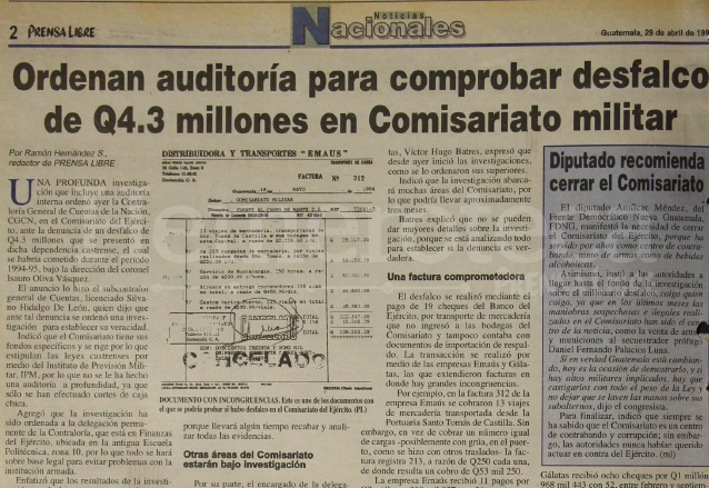 Las denuncias sobre corrupción en el Comisariato eran múltiples y las que forzaron al cierre de la empresa. Nota del 29/4/1997. (Foto: Hemeroteca PL)