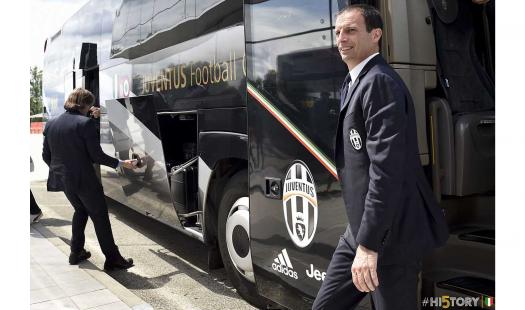 El técnico de la Juventus de Turín, Massimiliano Allegri, a su llegada a Roma para la final de la Copa de Italia. (Foto Prensa Libre: Juventus FC)