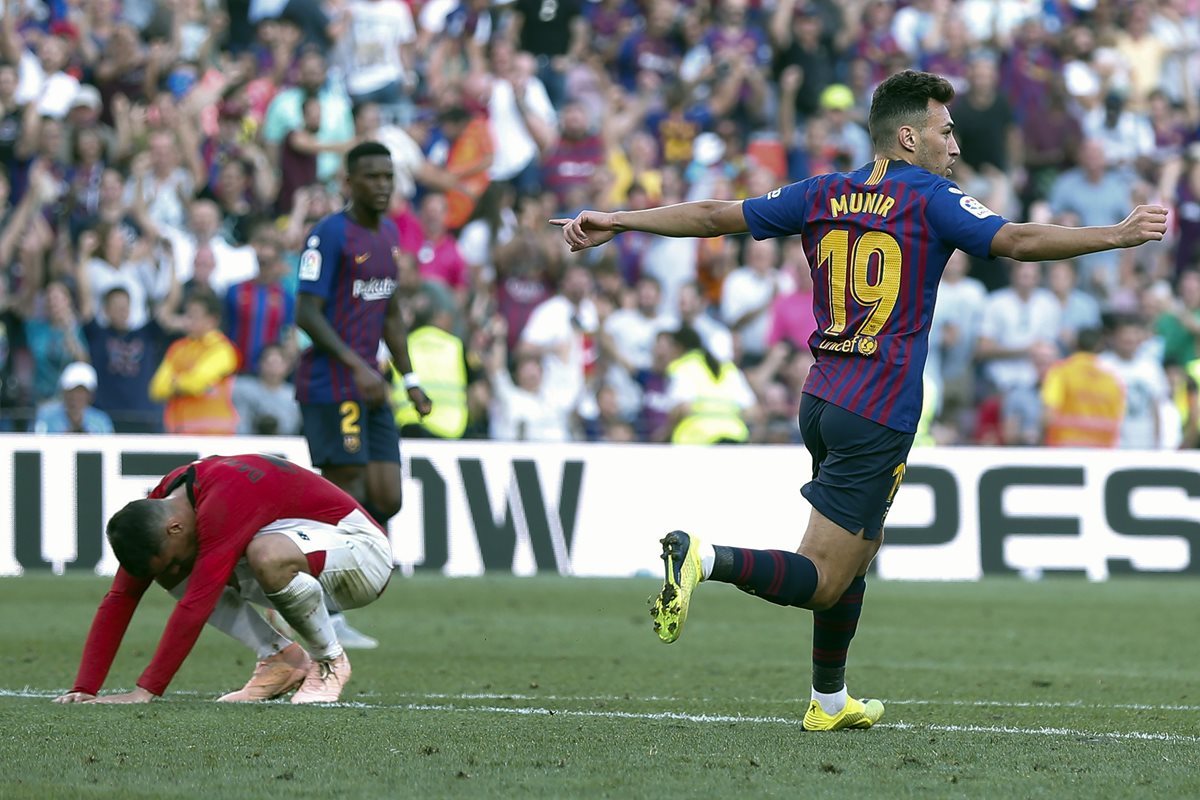 Munir anotó el gol del empate del Barcelona contra el Athletic de Bilbao. (Foto Prensa Libre: AFP)