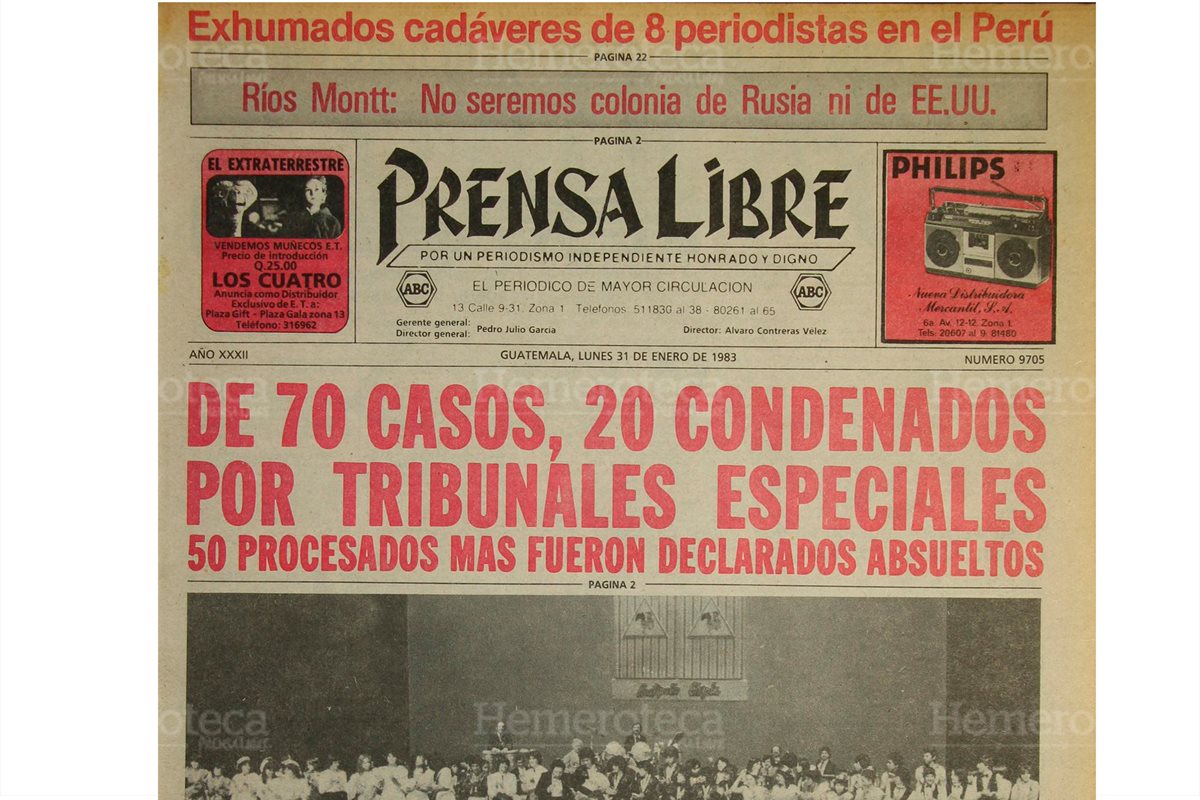 Portada del 31/01/1983 daba a conocer los resultados de los tribunales de fuero especial. (Foto: Hemeroteca PL)