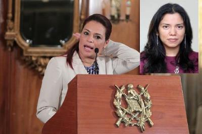 Soledad Barrios —inserta— es la nueva secretaria privada de Baldetti. (Foto Prensa Libre)