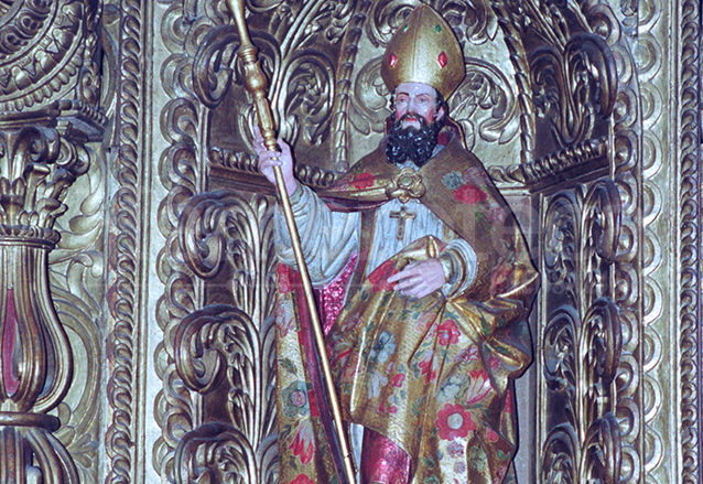Imagen de estilo barroco que representa a San Nicolás, que se venera en el Templo de La Merced de la capital. (Foto: Hemeroteca PL)