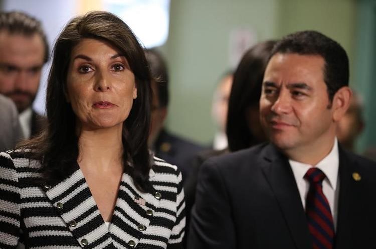 Nikky Haley de visita en Guatemala, donde conversó con el presidente Jimmy Morales. (Foto Prensa Libre: Hemeroteca PL)
