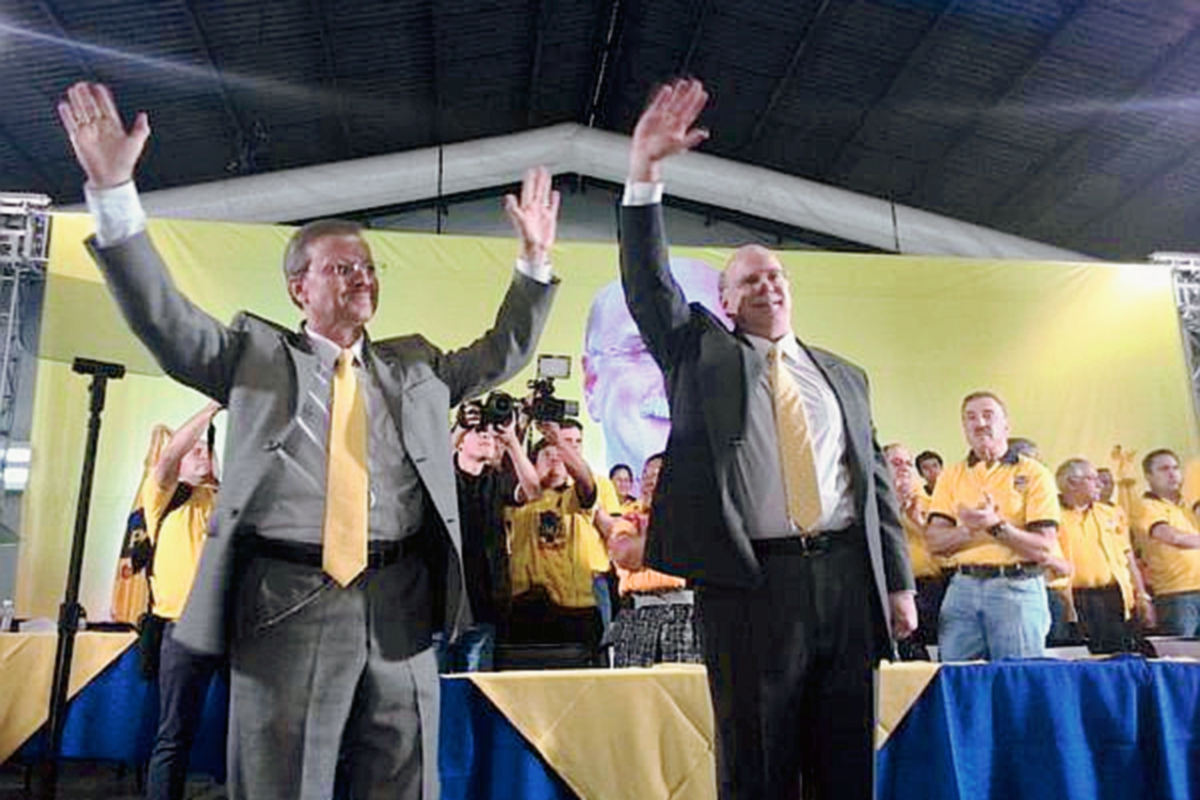 El binomio del PAN: Manuel Marroquín y Juan Gutiérrez (Foto Prensa Libre: Henry Pocasangre)