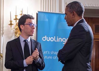 Luis Von Ahn junto al presidente de los EE. UU., el demócrata Barack Obama. (Foto Prensa Libre: Luis Von Ahn)