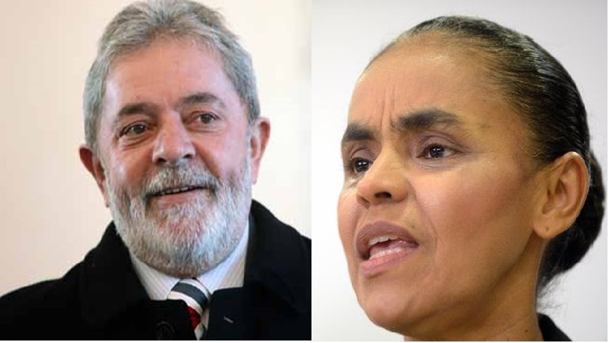 Luiz Inácio Lula da Silva y Marina Silva ocupan los primeros lugares en la encuesta. (Foto Prensa Libre: AFP)