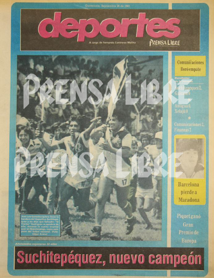 Esta fue la portada con el Suchitepéquez campeón. (Foto Prensa Libre: Hemeroteca)