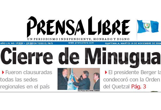 Titular de Prensa Libre del 16/11/2004. (Foto: Hemeroteca PL)