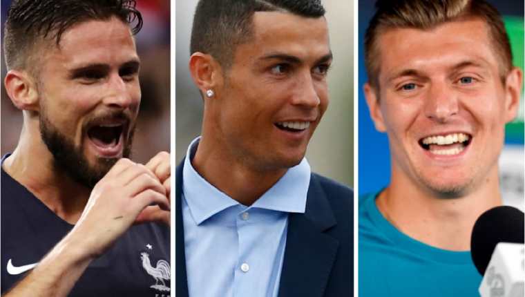 Olivier Giroud, Cristiano Ronaldo y Toni Kroos están en la lista de los jugadores más atractivos que irán a este Mundial de Futbol, en Rusia. (Foto Prensa Libre: EFE)