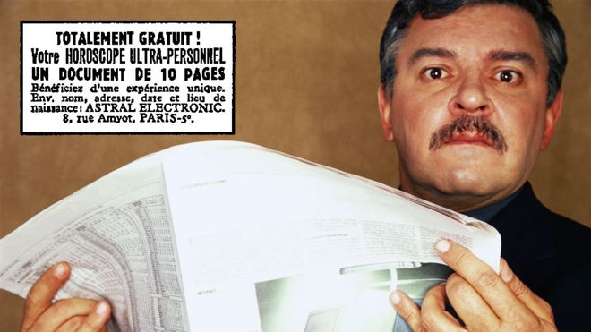 Un anuncio llamativo: "¡Totalmente gratuito! Tu horóscopo ultrapersonal"... GETTY IMAGES + ANUNCIO
