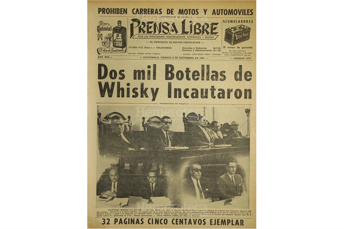 Portada del 8/11/1963, con la noticia del contrabando de licor. (Foto: Hemeroteca PL)