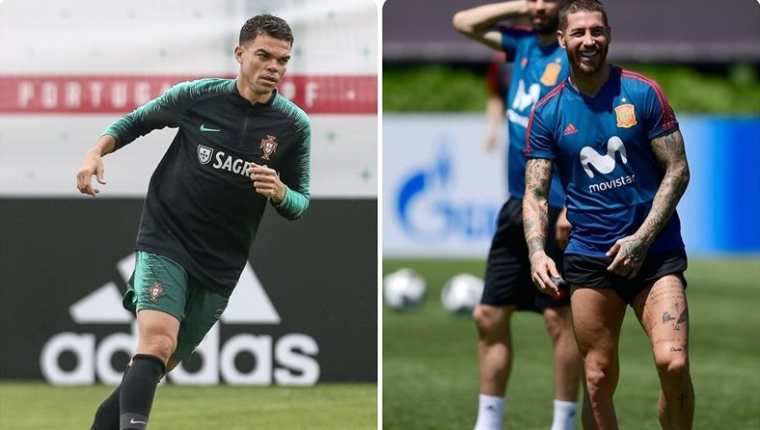 Pepe y Sergio Ramos ahora serán rivales en el Mundial de Rusia 2018. (Foto Prensa Libre: EFE y AFP)