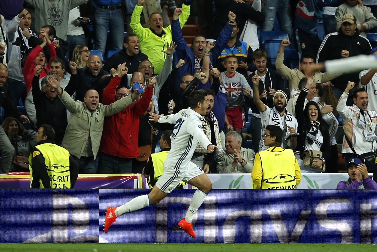 Morata anotó un golazo de cabeza y dio el triunfo al Real Madrid. (Foto Prensa Libre: AP)