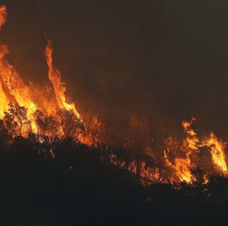 El incendio destruyó más de 400 casas y quemó 132 mil acres en los Padres National Forest, California. (AFP).