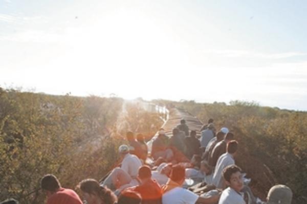 Migrantes que viajan en tren en Chiapas. (Foto Prensa Libre: Archivo)