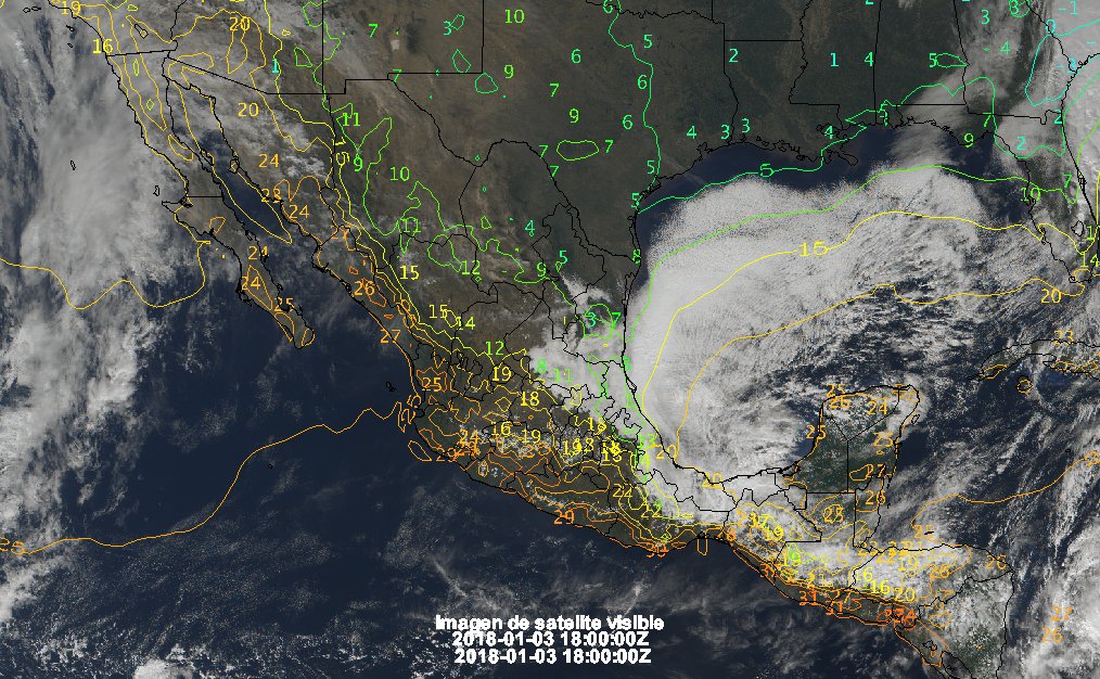 La masa polar captada por los satélites de la Nasa sobre el Golfo de México. (Foto Prensa Libre: NOAA)