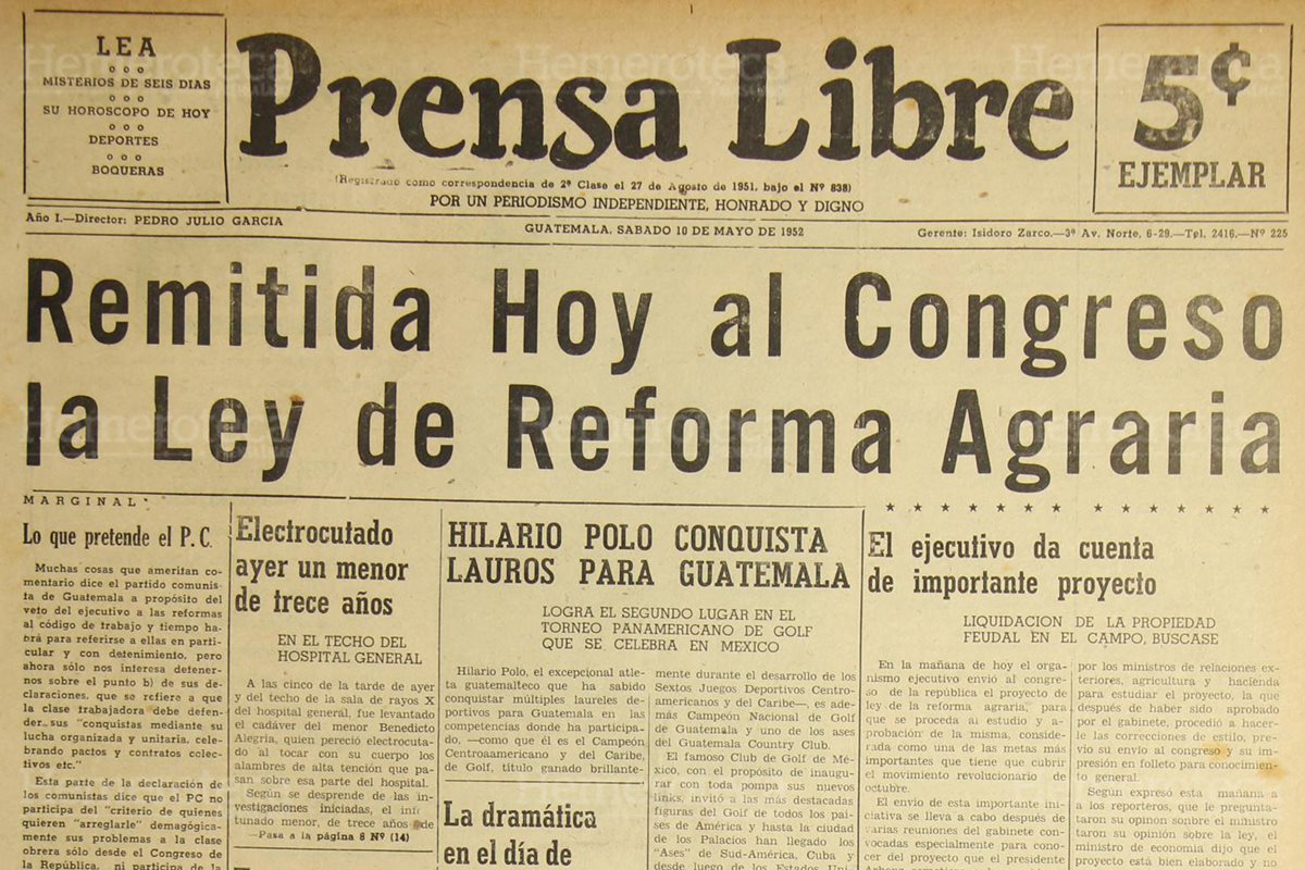 1952: se propone la Ley de Reforma Agraria