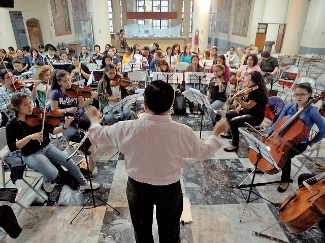 La Biblioteca Nacional ha sido sede de algunos ensayos de la orquesta. (Foto Prensa Libre: Ángel Elías)
