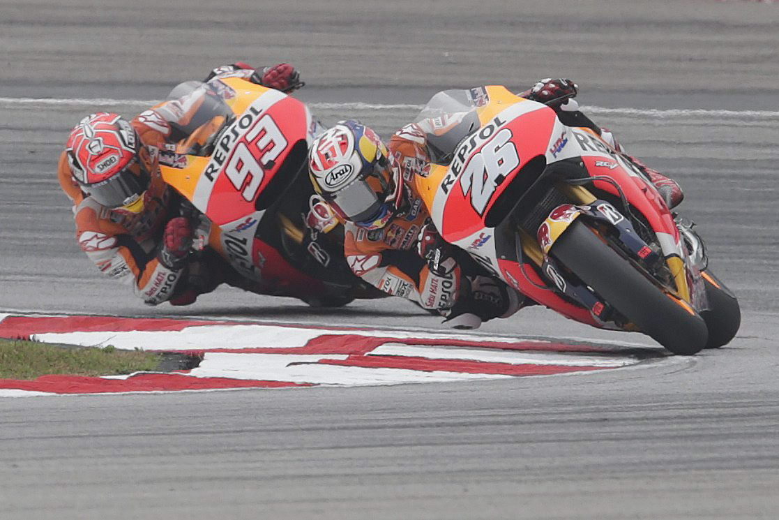 El español Dani Pedrosa (Honda) ganó este domingo el Gran Premio de Malasia de MotoGP. (Foto Prensa Libre: AFP)