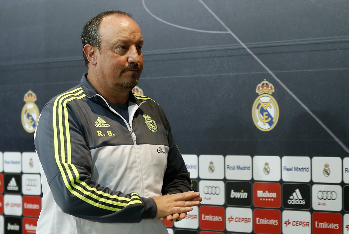 El entrenador del Real Madrid, Rafa Benítez, durante la rueda de prensa posterior al entrenamiento realizado esta mañana previo al juego ante el Getafe. (Foto Prensa Libre: EFE)