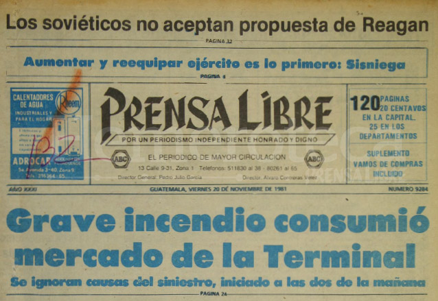 Titular de Prensa Libre del 20/11/1981. (Foto: Hemeroteca PL)