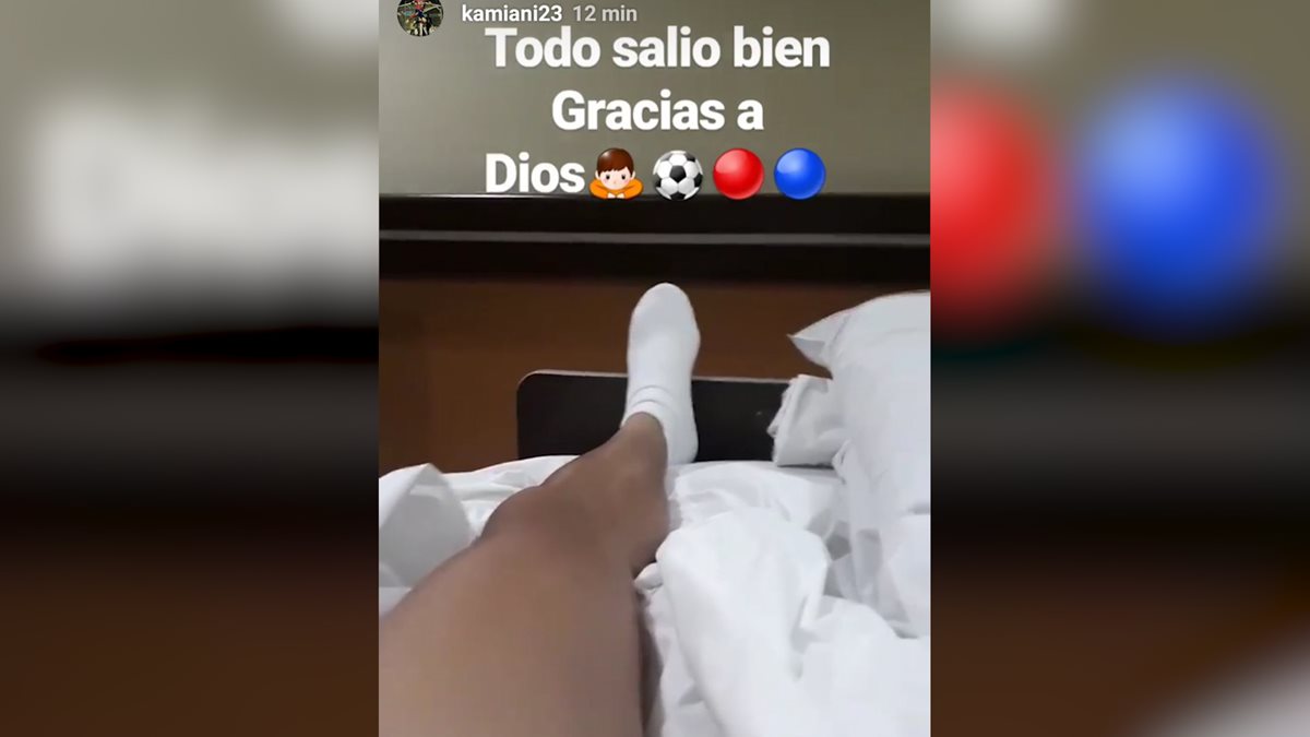 Con este mensaje Carlos Kamiani Félix agradeció a Dios por haber salido bien de la artroscopia de tobillo a la que se sometió el sábado. (Foto Prensa Libre: instagram @kamiani23)
