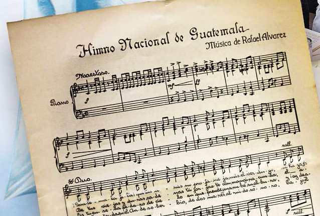 Partitura del Himno Nacional de Guatemala, compuesto por Rafael Álvarez Ovalle. (Foto: Hemeroteca PL)