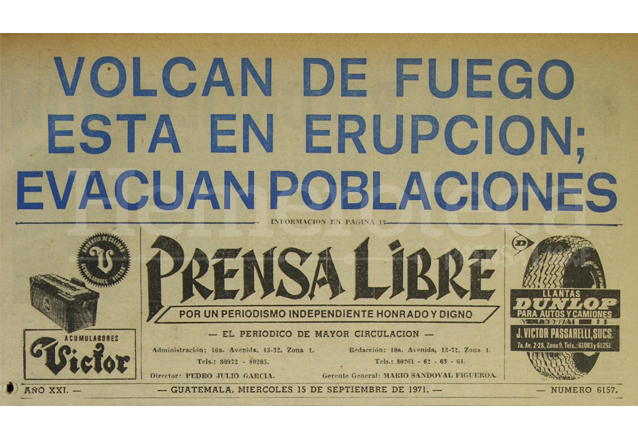 Titular de Prensa Libre del 15/09/1971. (Foto: Hemeroteca PL)