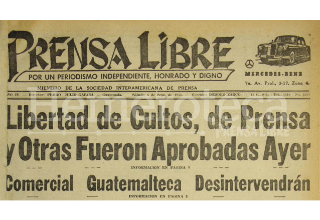 Titulares de Prensa Libre del 3/09/2015. (Foto: Hemeroteca PL)