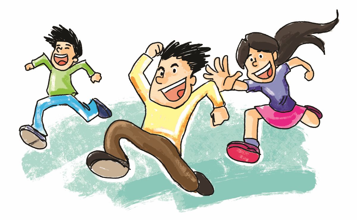 Niños jugando diferentes juegos ilustración