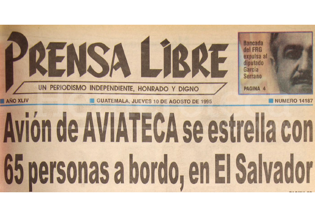 Titular de Prensa Libre del 10 de agosto de 1995. (Foto: Hemeroteca PL)