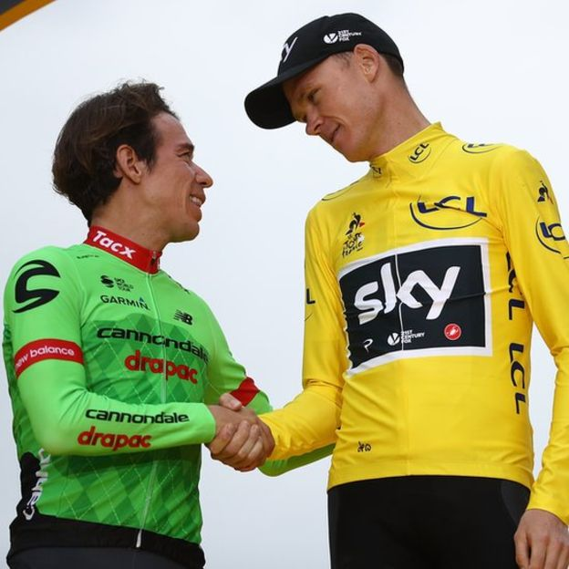 Rigoberto Urán llegó en segundo lugar en el Tour de Francia por detrás del británico Chris Froome. (Getty)