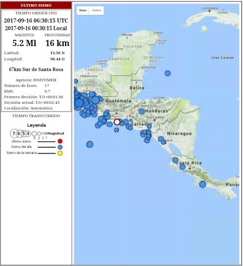 Conred alerta sobre sismo que fue sensible en varios departamentos del país. (Foto Prensa Libre: Conred)