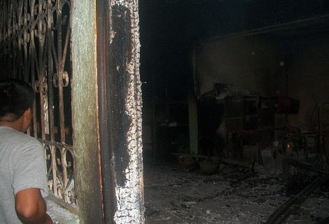 La sede de la municipalidad de Jocotán, Chiquimula, fue quemada durante los disturbios. (Edwin Paxtor)