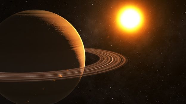Se cree que Saturno está compuesto de un 75% de hidrógeno y el resto es helio. GETTY IMAGES