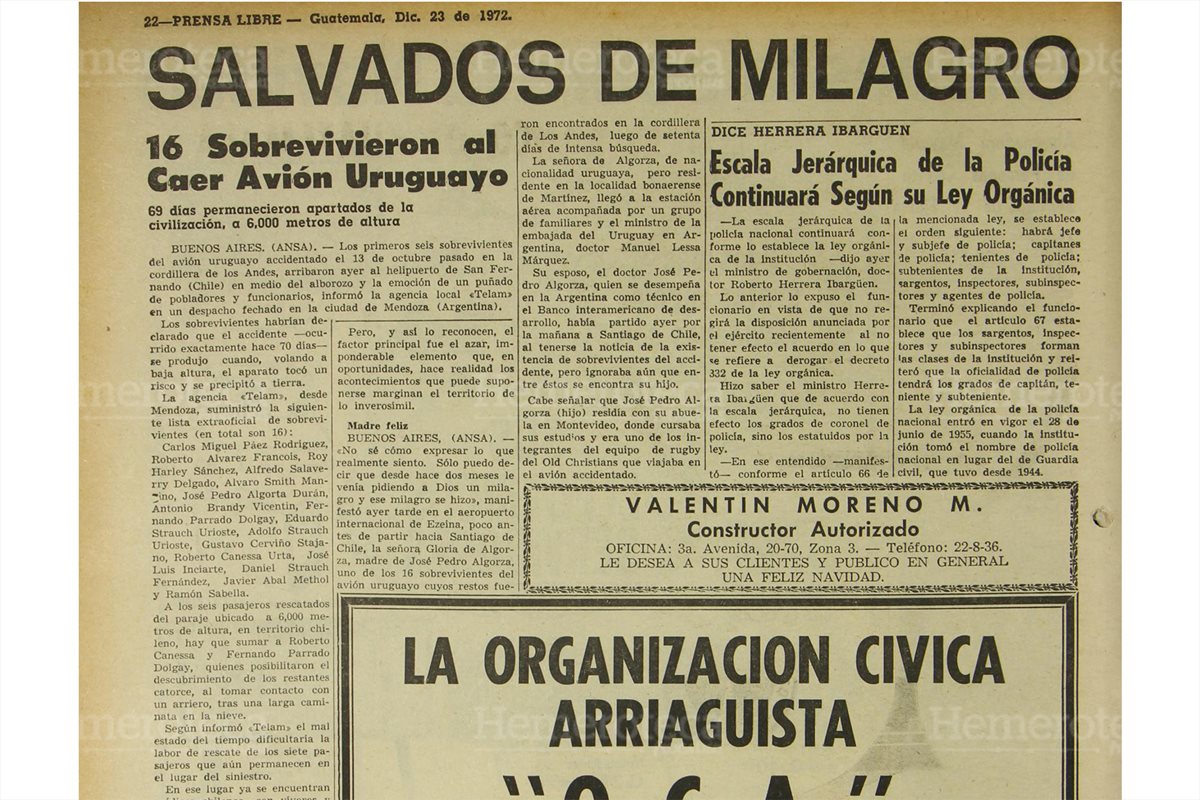 En el accidente aéreo de Los Andes solo 16 sobrevivieron. (Foto: Hemeroteca PL)