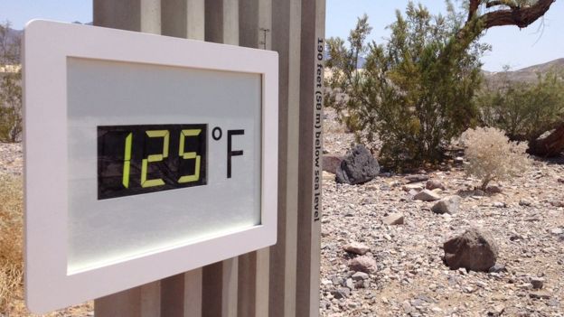 En el Valle de la Muerte el termómetro alcanza temperaturas superiores a los 40ºC habitualmente. (BBC News Mundo)