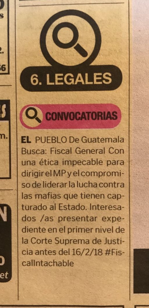 El anuncio fue publicado en la sección de clasificados, para incentivar la participación de profesionales. (Foto Prensa Libre: Hemeroteca PL)