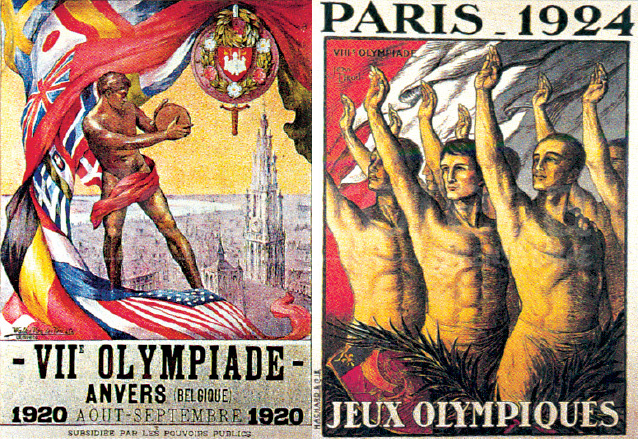 Afiches de los Juegos Olímpicos de Amberes 1920 y París 1924. (Foto: Hemeroteca PL)