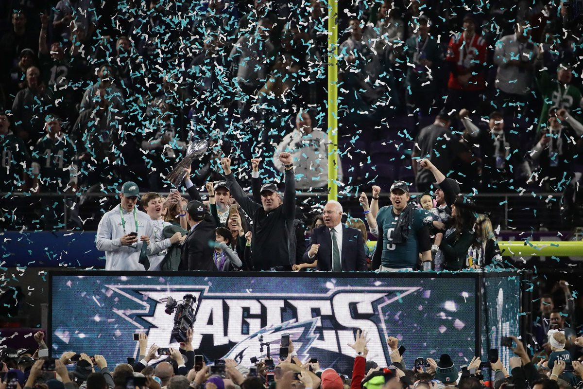 Así festejaron los Eagles, después de ganar el Super Bowl. (Foto Prensa Libre: AFP)