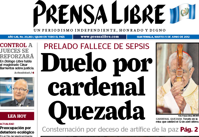 Titular de Prensa Libre del 5 de junio de 2012. (Foto: Hemeroteca PL)