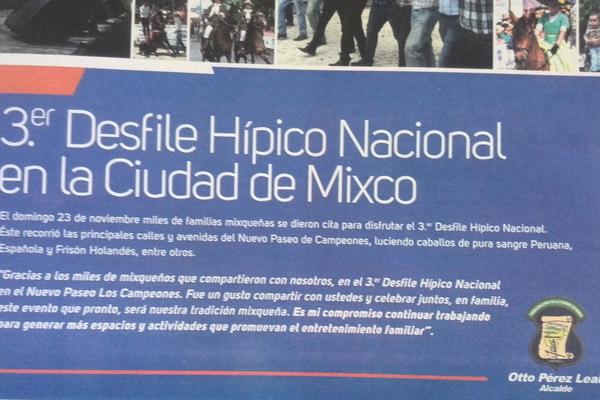 En el campo pagado se exalta la figura del alcalde Otto Pérez Leal